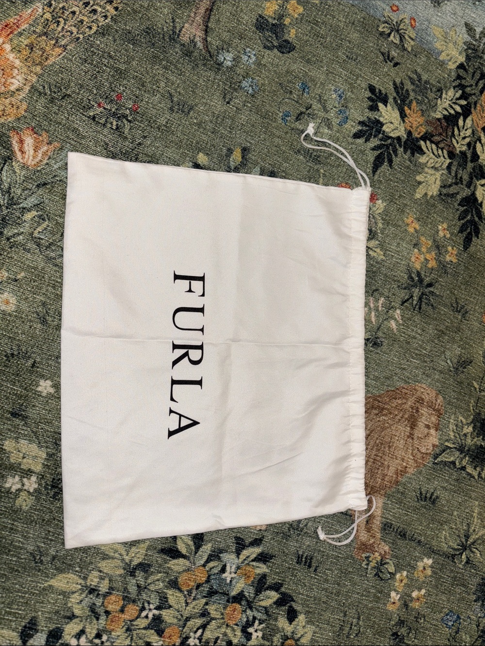 Furla White Drawstring Bag with Black Logo